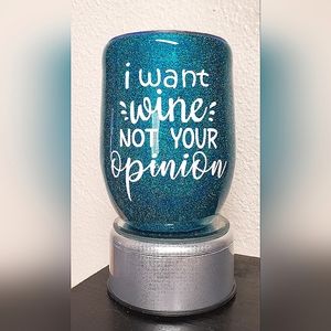 Custom wine tumbler with lid.